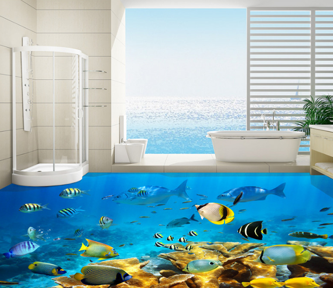 3D Happy Fish 105 Floor Mural Wallpaper AJ Wallpaper 2 