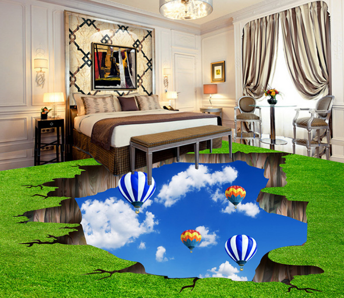 3D Hot Air Balloon 245 Floor Mural Wallpaper AJ Wallpaper 2 