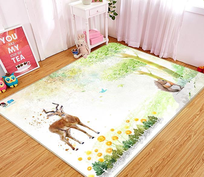 3D Squirrel Deer 351 Non Slip Rug Mat Mat AJ Creativity Home 