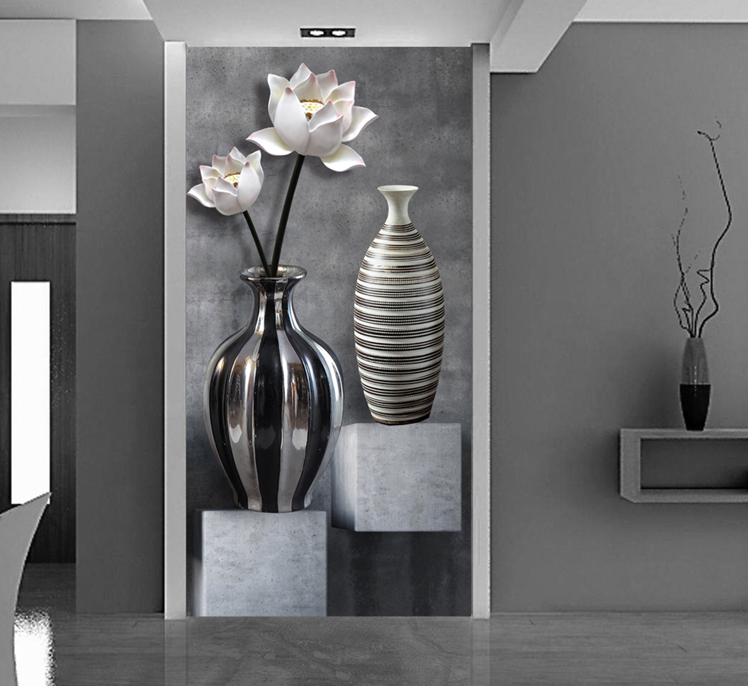 3D Vase Of Lotus WG003 Wall Murals