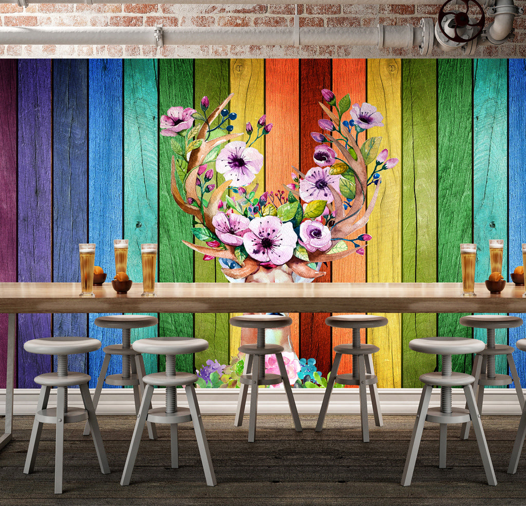 3D Colored Wood WG205 Wall Murals