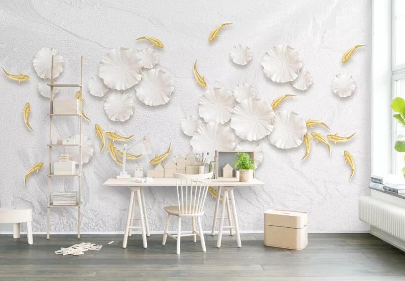 3D Goldfish Flower WG663 Wall Murals