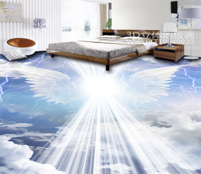 3D White Wings 196 Floor Mural Wallpaper AJ Wallpaper 2 