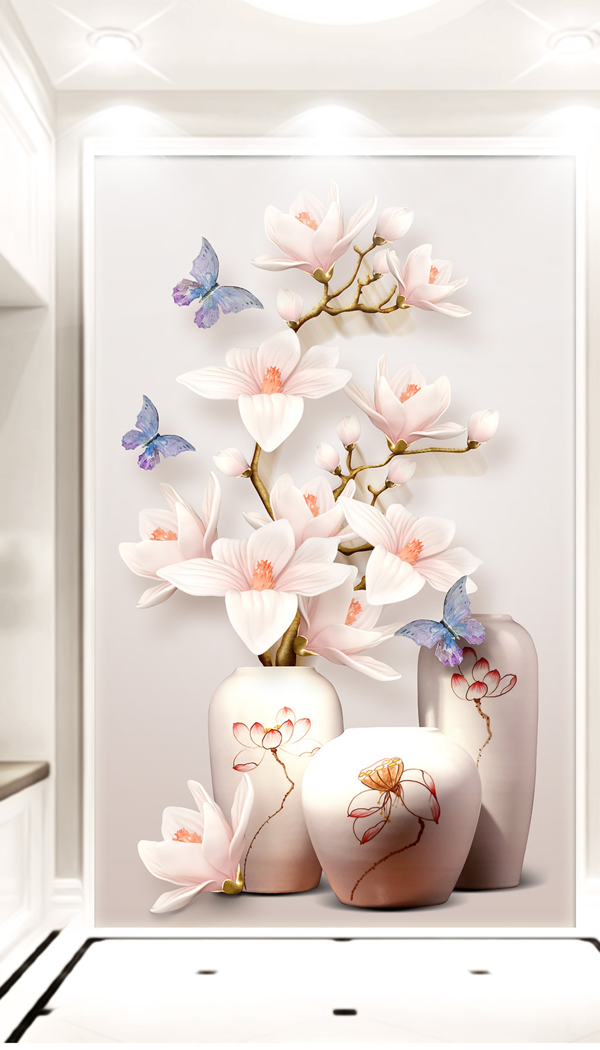 3D Butterfly Flower WG008 Wall Murals