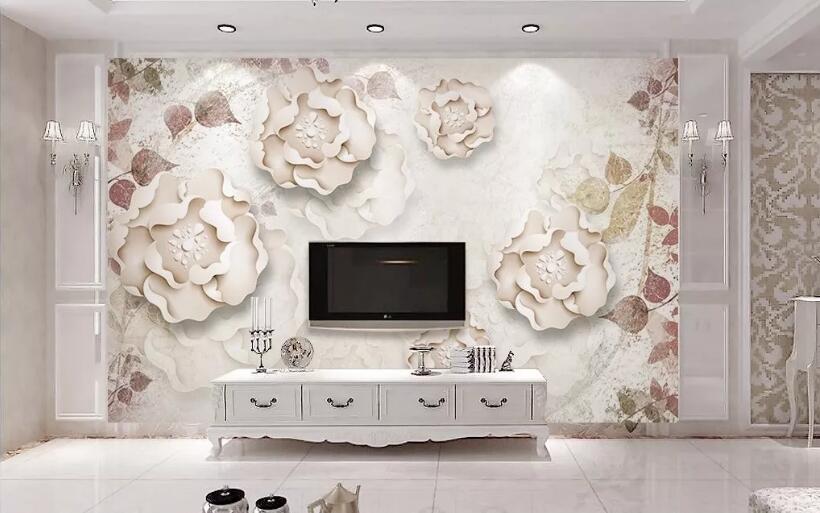 3D White Petals WG02 Wall Murals Wallpaper AJ Wallpaper 2 