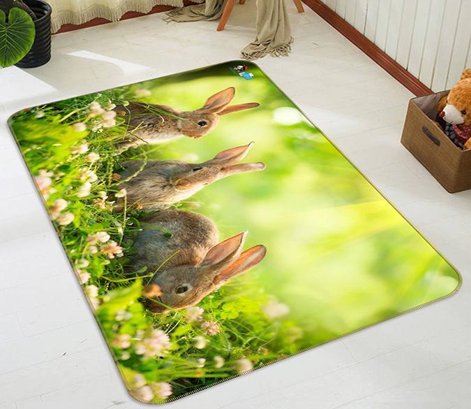 3D Rabbit Grazing 542 Non Slip Rug Mat Mat AJ Creativity Home 