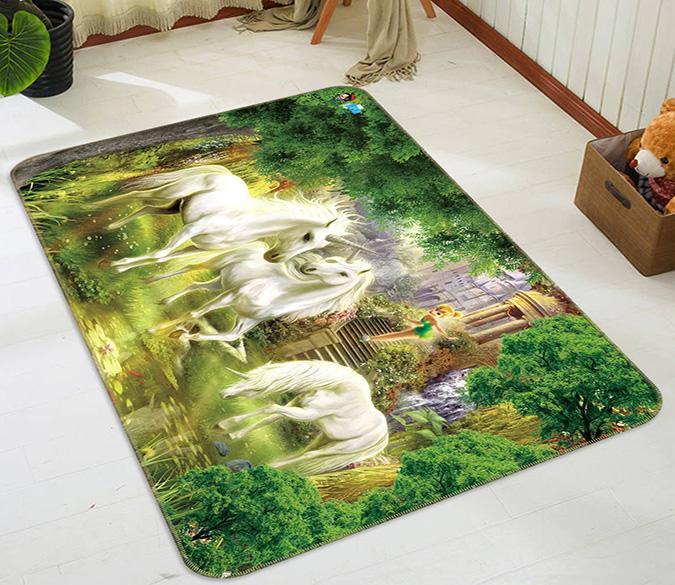 3D Wood Unicorn 563 Non Slip Rug Mat Mat AJ Creativity Home 