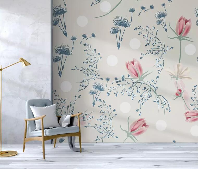 3D Lily Dandelion WG1080 Wall Murals