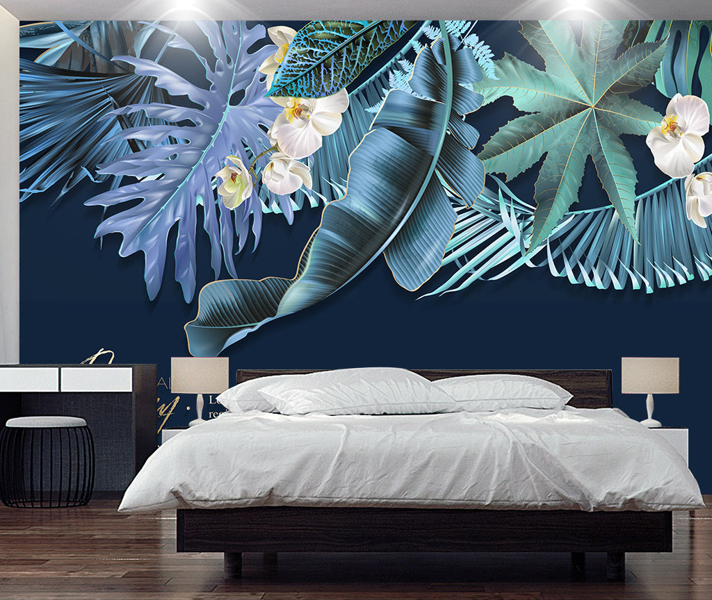 3D Green Leaf Flower WG381 Wall Murals