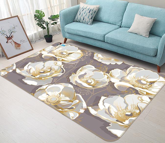 3D White Flower Pattern 115 Non Slip Rug Mat Mat AJ Creativity Home 