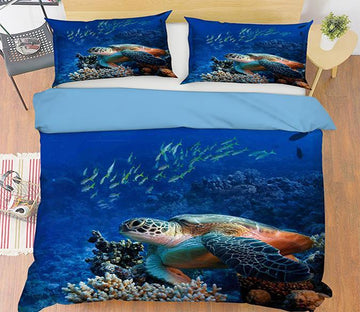 3D Turtle Fish 002 Bed Pillowcases Quilt Wallpaper AJ Wallpaper 