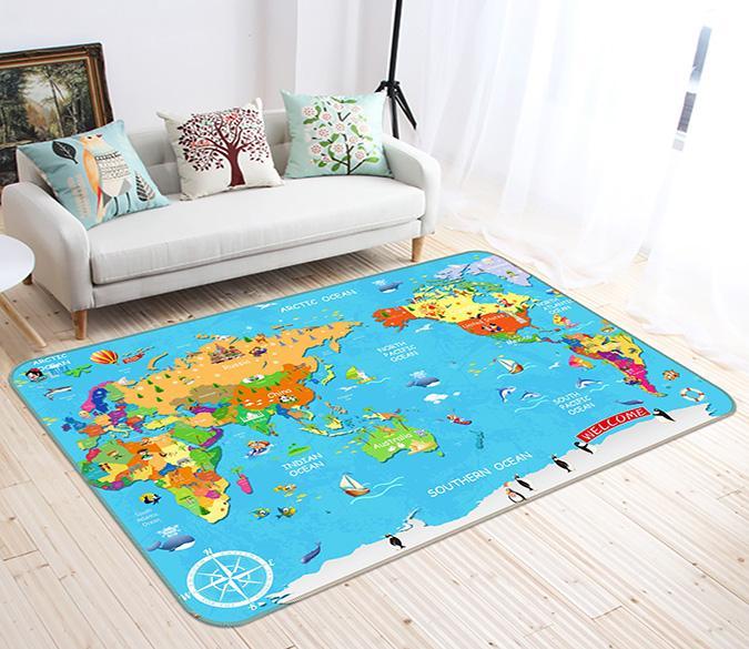 3D Cartoon Map 619 Non Slip Rug Mat Mat AJ Creativity Home 