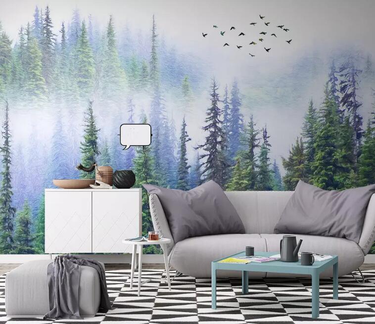 3D Fog Cypress WG1018 Wall Murals