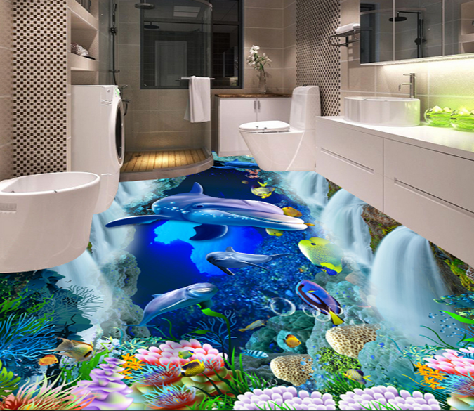 3D Waterfall 331 Floor Mural Wallpaper AJ Wallpaper 2 