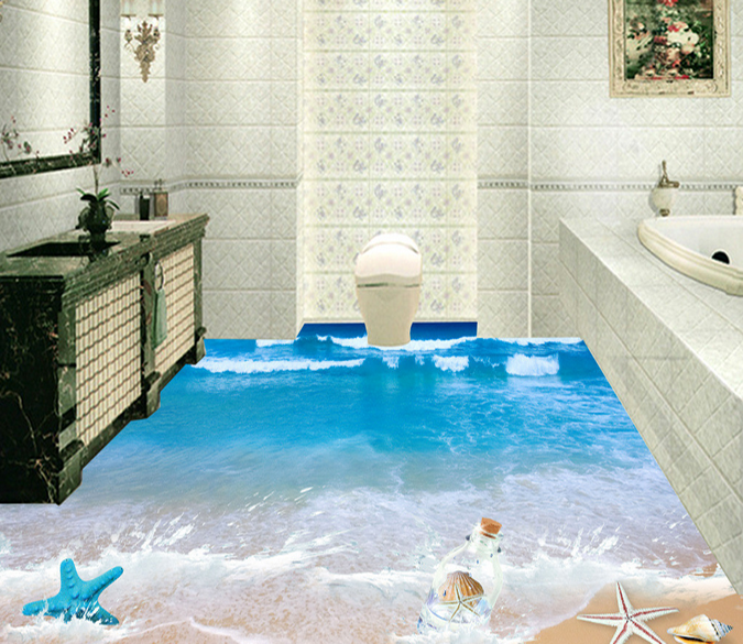 3D Sea Beach 056 Floor Mural Wallpaper AJ Wallpaper 2 