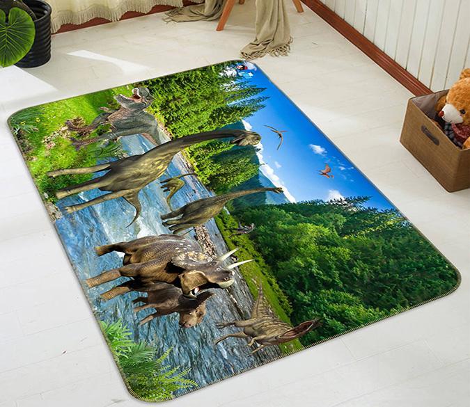 3D Dinosaur Forest 640 Non Slip Rug Mat Mat AJ Creativity Home 