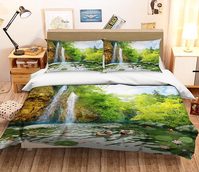 3D Waterfall River 218 Bed Pillowcases Quilt Wallpaper AJ Wallpaper 