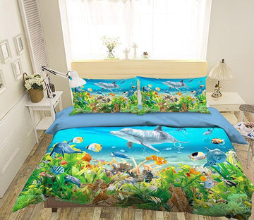 3D Dolphin Seaweed 205 Bed Pillowcases Quilt Wallpaper AJ Wallpaper 