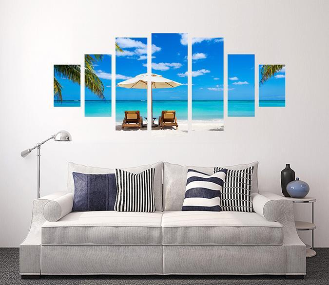 3D Beach Umbrella 135 Unframed Print Wallpaper Wallpaper AJ Wallpaper 