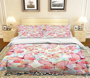 3D Pink Butterfly 009 Bed Pillowcases Quilt Wallpaper AJ Wallpaper 