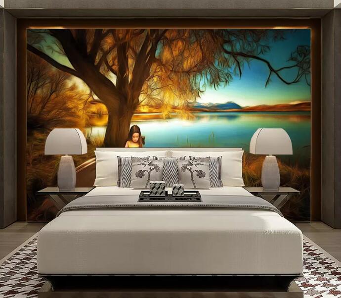 3D Lakeside Tree WG1112 Wall Murals