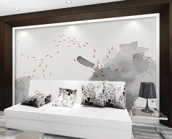 3D Red Goldfish WG771 Wall Murals