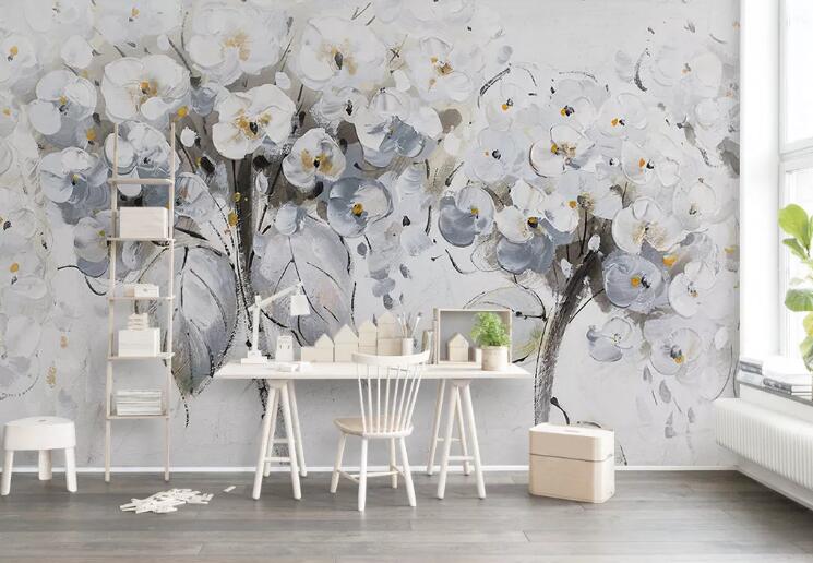 3D White Flowers WG43 Wall Murals Wallpaper AJ Wallpaper 2 