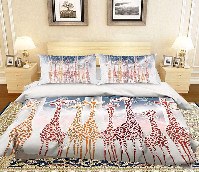 3D Giraffe Group 093 Bed Pillowcases Quilt Wallpaper AJ Wallpaper 