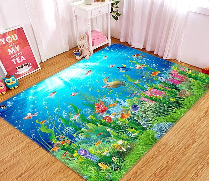 3D Fish Turtle 586 Non Slip Rug Mat Mat AJ Creativity Home 