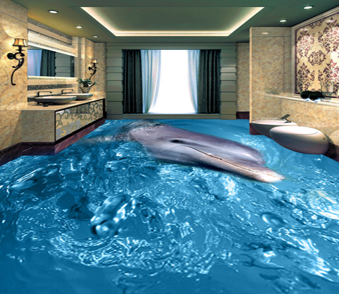 3D Cute Dolphins 188 Floor Mural Wallpaper AJ Wallpaper 2 