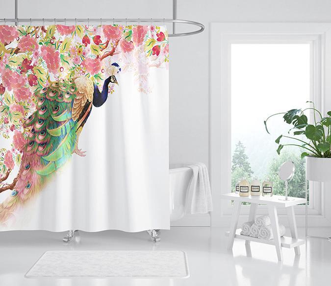 3D Peacock Grapes 055 Shower Curtain 3D Shower Curtain AJ Creativity Home 