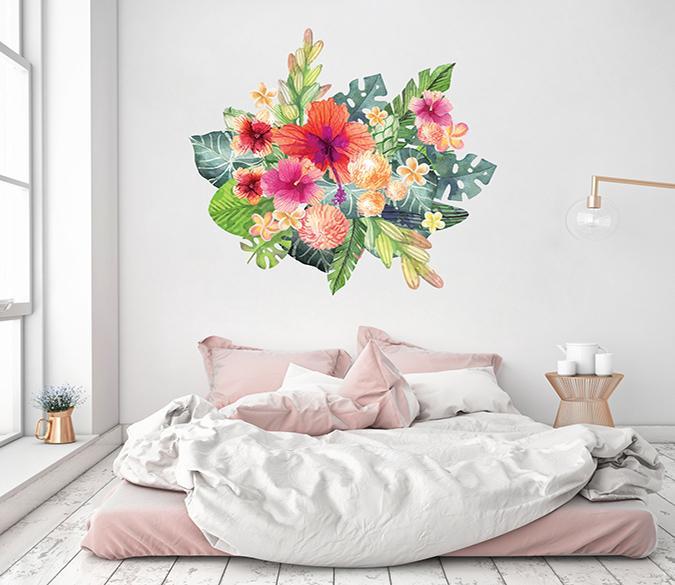 3D Bouquet Green Leaf 241 Wall Stickers Wallpaper AJ Wallpaper 