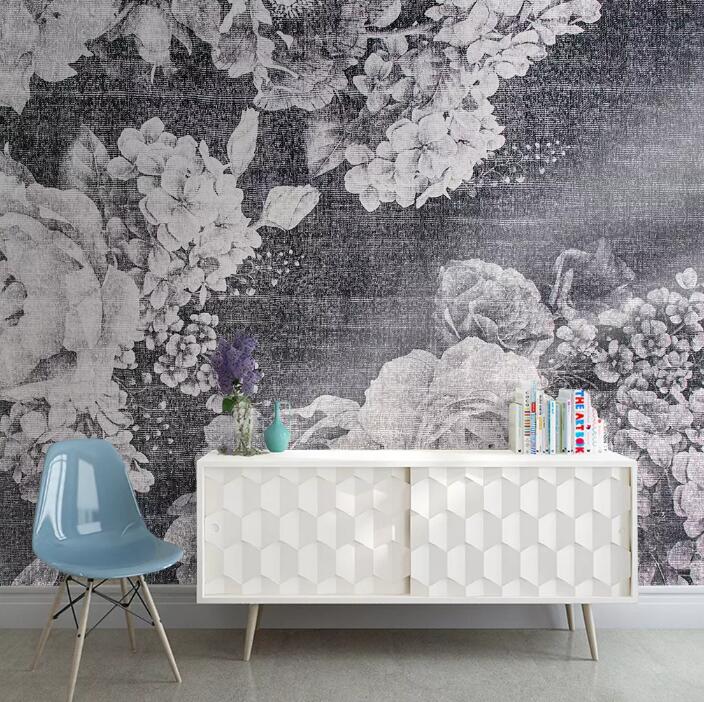 3D Gray Flower WG811 Wall Murals