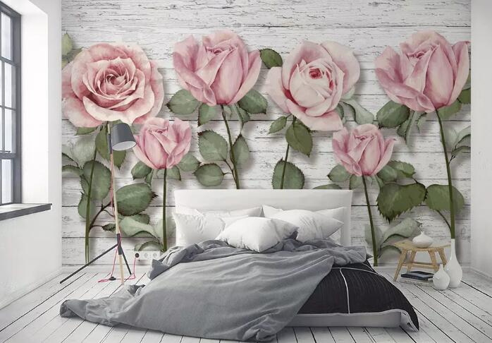 3D Pink Rose WG001 Wall Murals