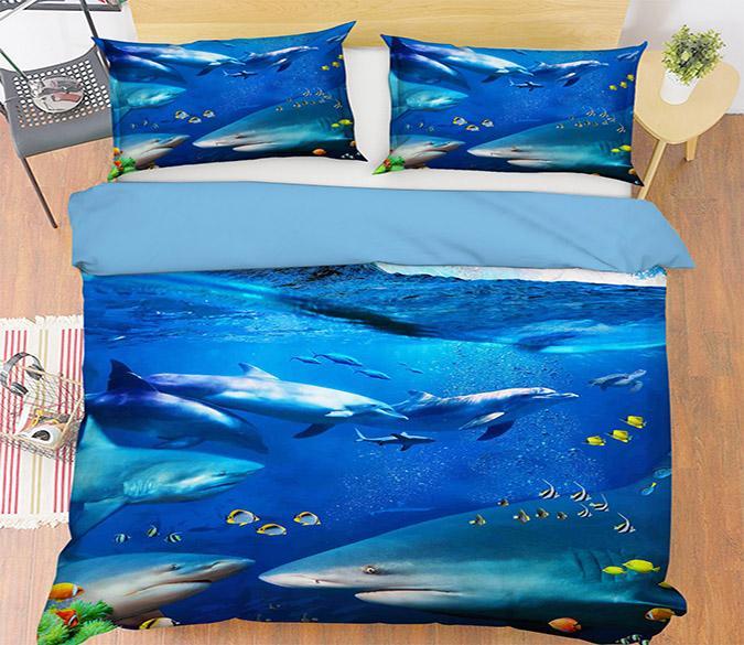 3D Shark Dolphins 217 Bed Pillowcases Quilt Wallpaper AJ Wallpaper 