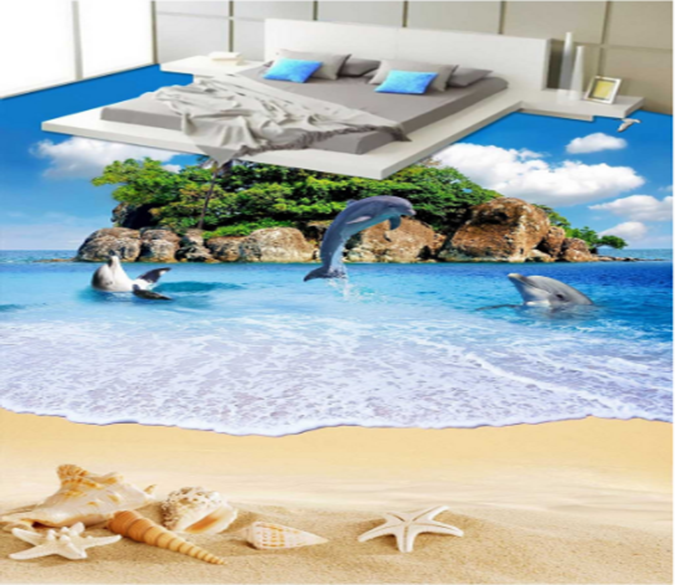 3D Jumping Dolphin 363 Floor Mural Wallpaper AJ Wallpaper 2 