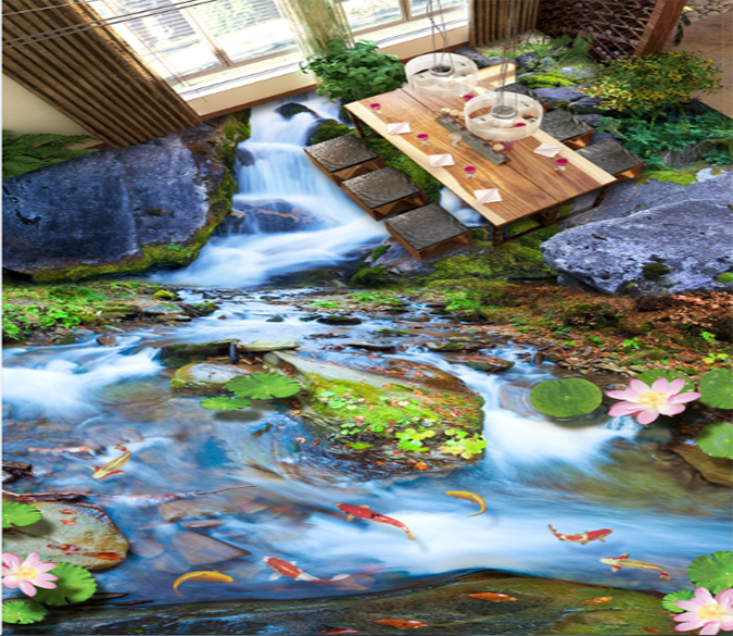 3D Waterfall 109 Floor Mural Wallpaper AJ Wallpaper 2 