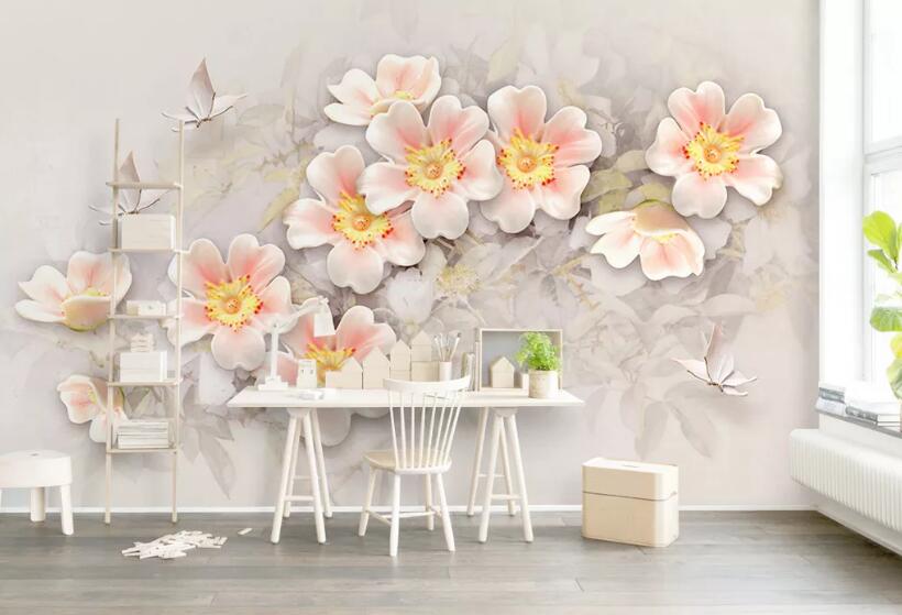 3D Flower Butterfly WG78 Wall Murals Wallpaper AJ Wallpaper 2 