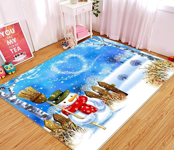 3D Love Snowman 621 Non Slip Rug Mat Mat AJ Creativity Home 