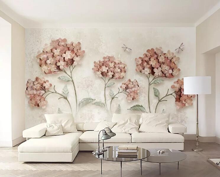 3D Dragonfly Flower WG553 Wall Murals