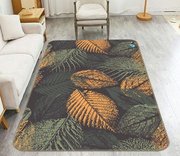 3D Golden Leaf 075 Non Slip Rug Mat Mat AJ Creativity Home 