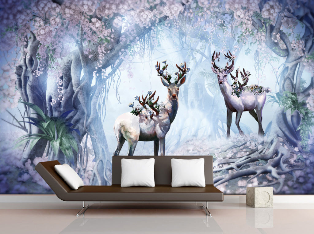 3D Peach Deer WG068 Wall Murals