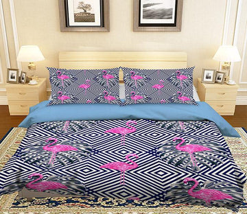 3D Flamingo Plants 040 Bed Pillowcases Quilt Wallpaper AJ Wallpaper 