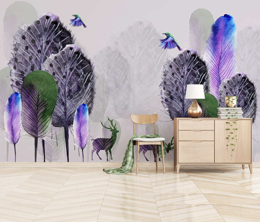 3D Purple Tree WG307 Wall Murals