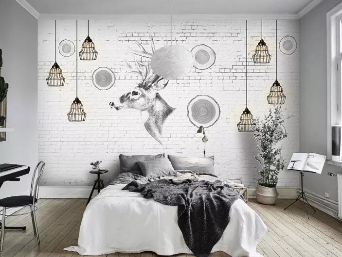 3D Elk Bulb WG02 Wall Murals Wallpaper AJ Wallpaper 2 