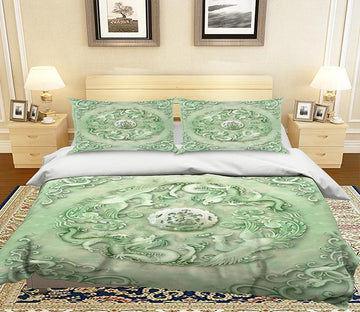 3D Jade Dragon 201 Bed Pillowcases Quilt Wallpaper AJ Wallpaper 