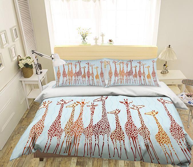 3D Giraffe Pattern 252 Bed Pillowcases Quilt Wallpaper AJ Wallpaper 