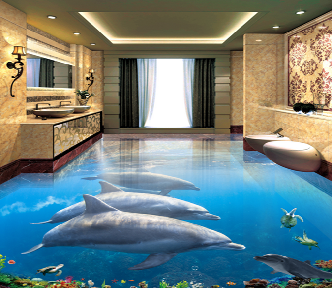 3D Big Dolphin 035 Floor Mural Wallpaper AJ Wallpaper 2 