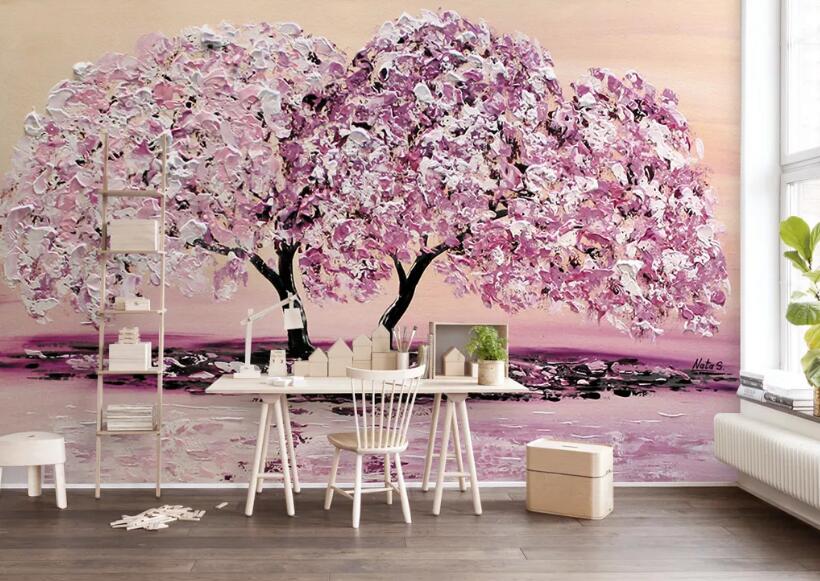 3D Purple Flowers WG48 Wall Murals Wallpaper AJ Wallpaper 2 