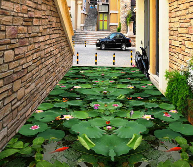 3D Big Lotus Leaf 335 Floor Mural Wallpaper AJ Wallpaper 2 